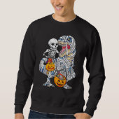 Halloween Dinosaur Rex Skeleton Riding Mummy Pumpk Sweatshirt (Vorderseite)