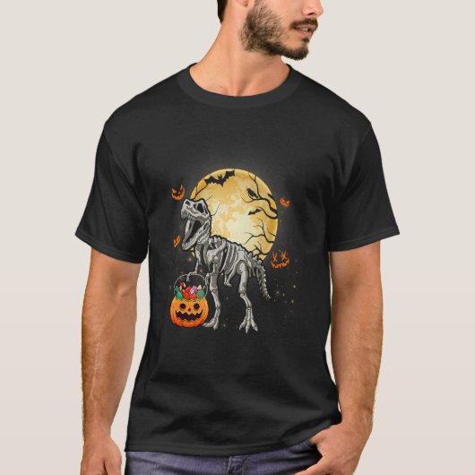 Halloween Dinosaur Rex Skeleton Scary Boys Kids Te T-Shirt (Vorderseite)