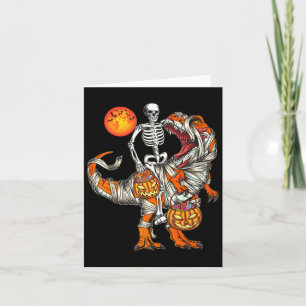 Halloween Dinosaur Skeleton T Rex Scary Pumpkin Mo Karte