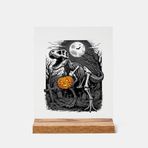 Halloween-Dinosaur-Skelett-Kürbis-Vintage-Shirt  Acrylschild