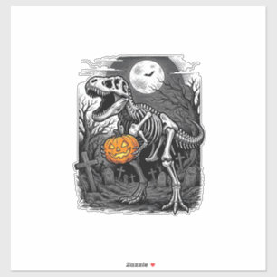 Halloween-Dinosaur-Skelett-Kürbis-Vintage-Shirt Aufkleber