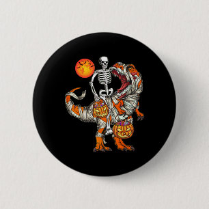 Halloween-Dinosaur-Skelett T Rex Grusel-Kürbis Mon Button