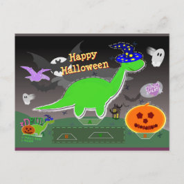 Halloween Dinosaur Statue Cut & Glue Craft Card Postkarte
