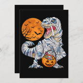 Halloween Dinosaur T rex Mummy Pumpkin Einladung (Vorne/Hinten)