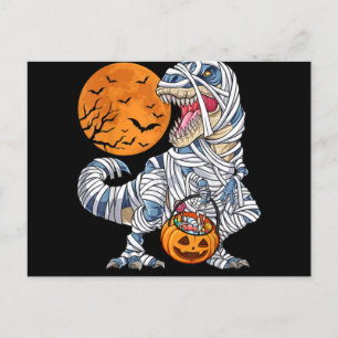 Halloween Dinosaur T rex Mummy Pumpkin Feiertagspostkarte
