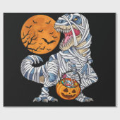 Halloween Dinosaur T rex Mummy Pumpkin Geschenkpapier (Flach)