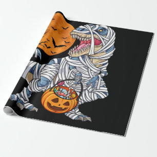 Halloween Dinosaur T rex Mummy Pumpkin Geschenkpapier