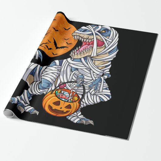 Halloween Dinosaur T rex Mummy Pumpkin Geschenkpapier (Ungerollt)