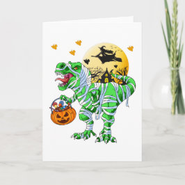 Halloween Dinosaur T Rex Mummy Pumpkin Karte