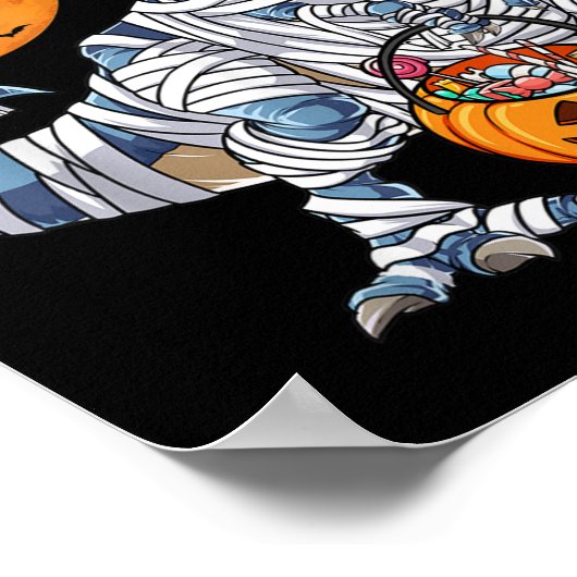 Halloween Dinosaur T rex Mummy Pumpkin Poster (Ecke)