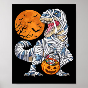 Halloween Dinosaur T rex Mummy Pumpkin Poster