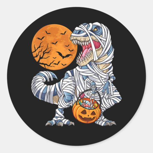 Halloween Dinosaur T rex Mummy Pumpkin Runder Aufkleber (Vorderseite)