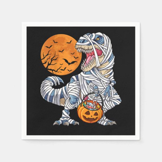 Halloween Dinosaur T rex Mummy Pumpkin Serviette (Vorderseite)