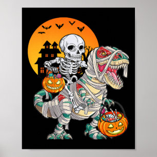 Halloween Dinosaur T Rex Skeleton Beängstigend Boy Poster