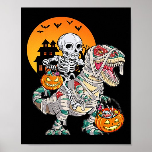 Halloween Dinosaur T Rex Skeleton Beängstigend Boy Poster (Vorne)