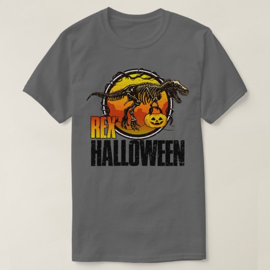 Halloween Dinosaur T Rex Skeleton T-Shirt (Design vorne)