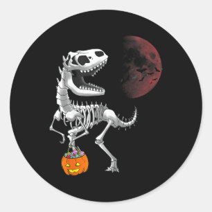 Halloween Dinosaur T Rex Skelett Grusel Jungen Kin Runder Aufkleber