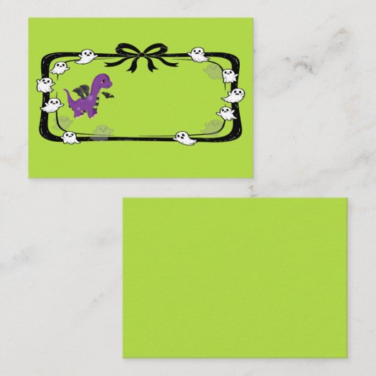 Halloween Dinosaur With Bat Wings Green Platzkarte (Vorne/Hinten)