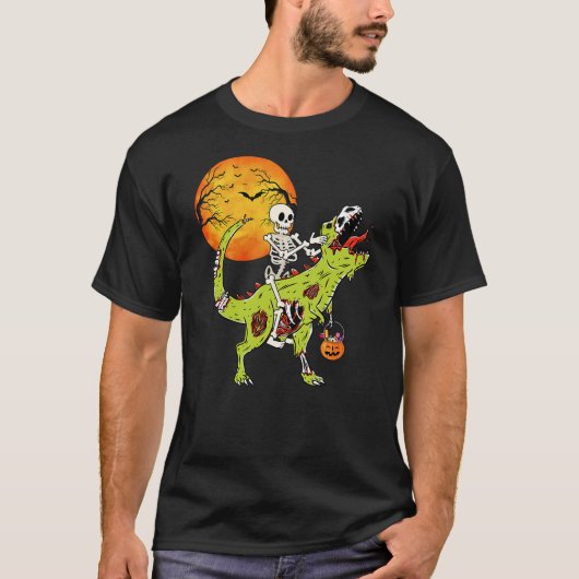 Halloween Dinosaur Zombie T Rex Skeleton Boys Todd T-Shirt (Vorderseite)