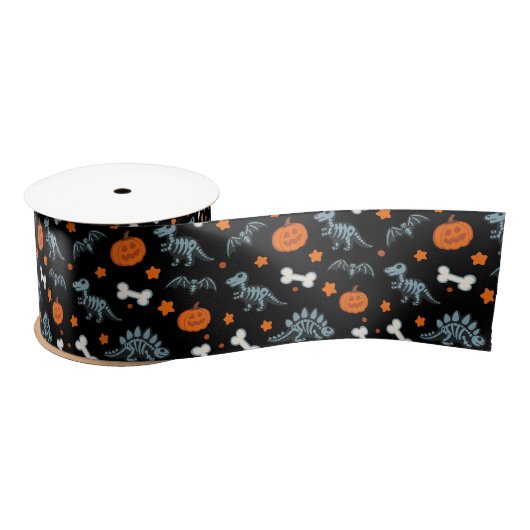 Halloween Dinosaurier Skelette Bats & Pumpkins Satinband (Spule)