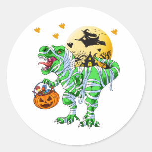Halloween-Dinosaurier T Rex Mumie Kürbis Runder Aufkleber
