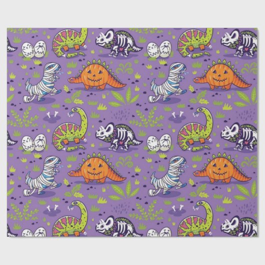 Halloween Dinosaurs Pattern Geschenkpapier (Flach)