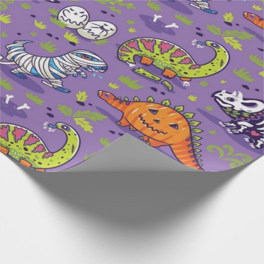 Halloween Dinosaurs Pattern Geschenkpapier (Ecke)