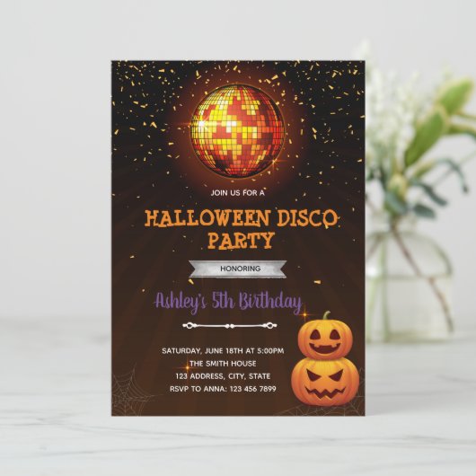 Halloween Disco Dankeskarte (Stehend Vorderseite)