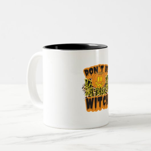 Halloween Do Not Be A Basic Witch Birthday Zweifarbige Tasse (Vorderseite Links)