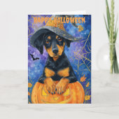 Halloween Doberman Dog Feiertagskarte (Vorderseite)