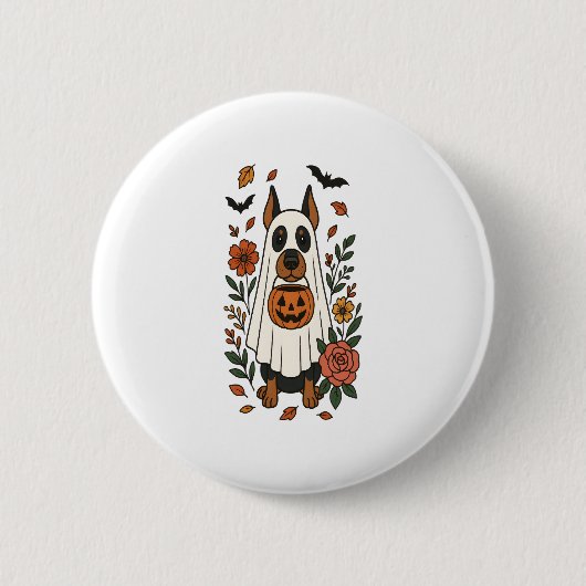 Halloween Doberman Pinscher Blume Button (Vorderseite)