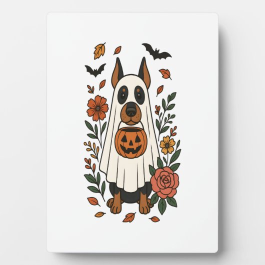 Halloween Doberman Pinscher Blume Fotoplatte (Vorderseite)