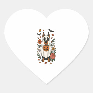 Halloween Doberman Pinscher Blume Herz-Aufkleber