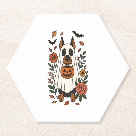 Halloween Doberman Pinscher Blume Untersetzer (Vorderseite)