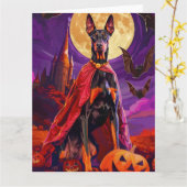 Halloween Doberman Vampire Pumpkins Beängstigend Karte (Gelbe Blume)