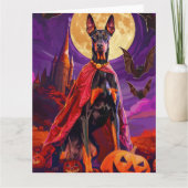 Halloween Doberman Vampire Pumpkins Beängstigend Karte (Vorderseite)