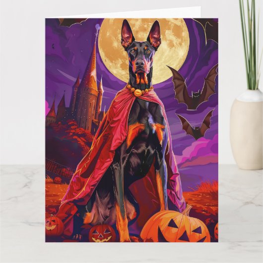Halloween Doberman Vampire Pumpkins Beängstigend Karte (Vorderseite)
