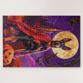 Halloween Doberman Vampire Pumpkins Beängstigend Puzzle (Horizontal)