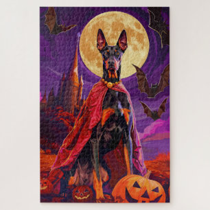 Halloween Doberman Vampire Pumpkins Beängstigend Puzzle