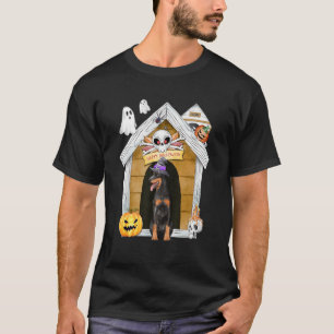 Halloween Dobermann Dog Hexe Spuk Haus T-Shirt