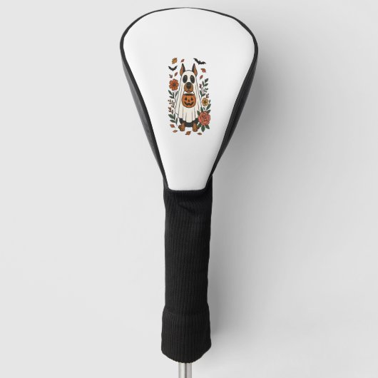 Halloween Dobermann Pinscher Blumen Golf Headcover (Vorderseite)