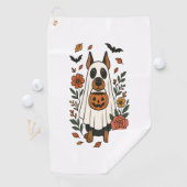 Halloween-Dobermann-Pinscher-Blumen Golfhandtuch (Insitu)