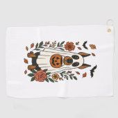 Halloween-Dobermann-Pinscher-Blumen Golfhandtuch (Horizontal)