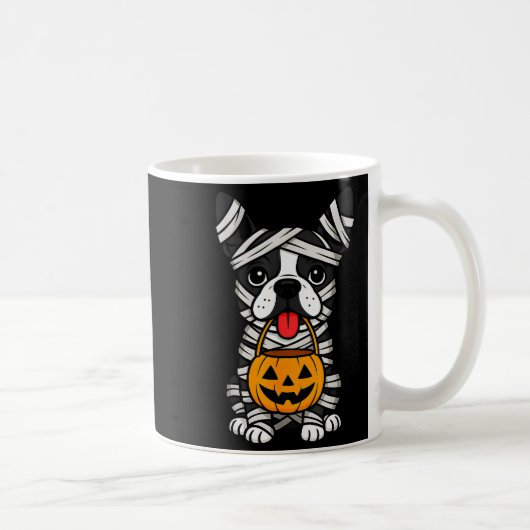 Halloween Dog Boston Terrier Mummy Costume Men Wom Kaffeetasse (Rechts)