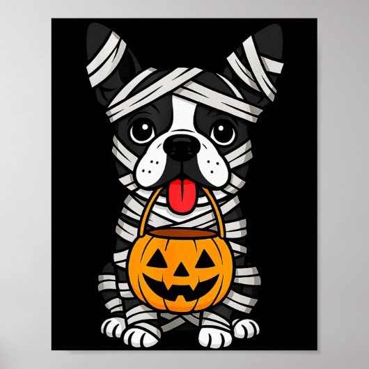 Halloween Dog Boston Terrier Mummy Costume Men Wom Poster (Vorne)
