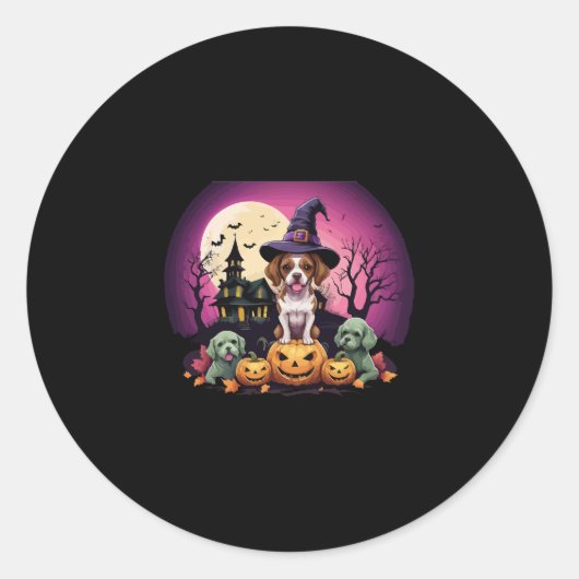 Halloween Dog Fall Lovers Runder Aufkleber (Vorderseite)