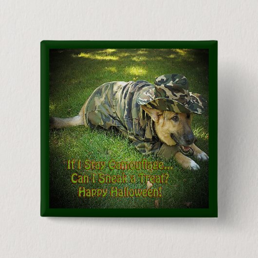 Halloween Dog in Tarnung Button (Vorderseite)