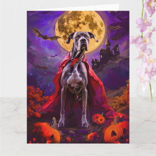 Halloween Dogge Vampir Kürbisse Gruselig Karte