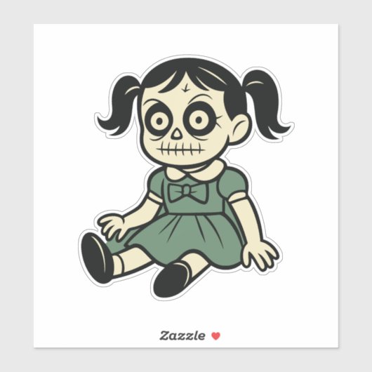 Halloween Doll Girl Sticker – Cute Spooky Design (Blatt)