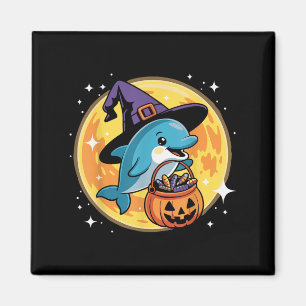 Halloween Dolphin Hexenhut Pumpkin Ozean Spooky C Magnet